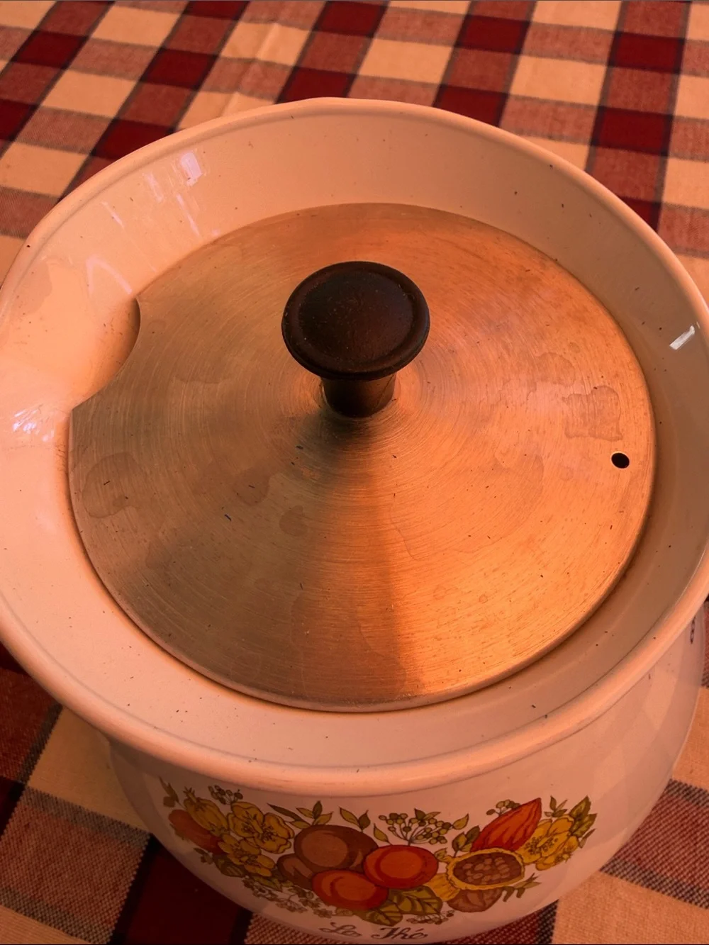 Floral Enamel Coffee Kettle with Black Handle